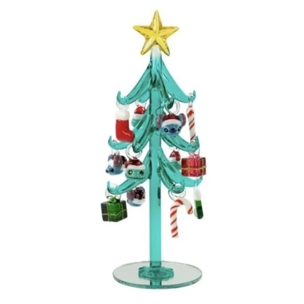 NIB. DISNEY Stitch Glass Holiday Tabletop Tree